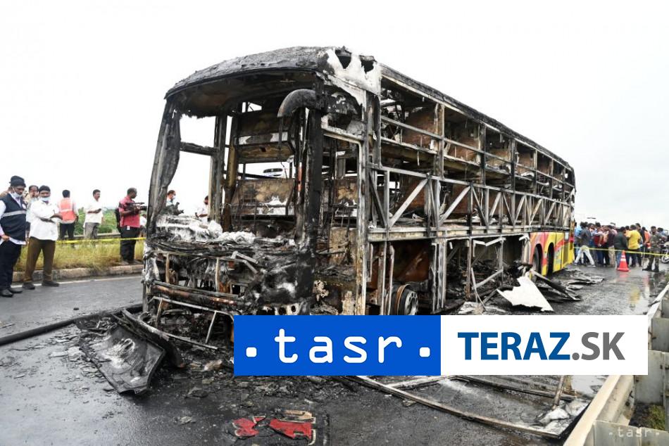 TRAGICKY POZIAR AUTOBUSU Hlasia aspon 20 obet